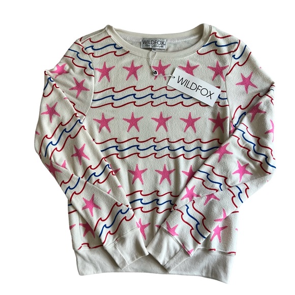 Wildfox Sea Stars & Stripes Baggy Beach Pullover Size XS - Picture 7 of 12